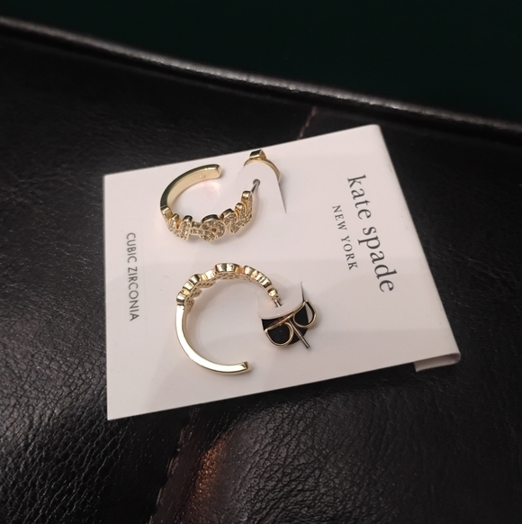 Kate Spade Love You, Mom Gold & CZ Huggies Earrings NWT - Picture 3 of 6